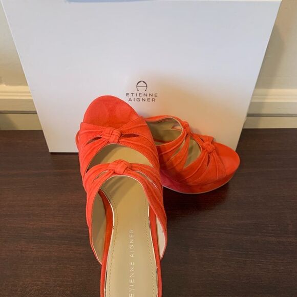 Etienne Aigner desire platform soft suede leather wedge sandal💥 size 9,5 - Picture 9 of 11